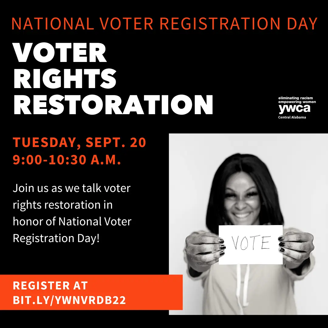 National Voter Registration Day Breakfast conversation on voter rights restoration on Tuesday, September 20 at 9 a.m.